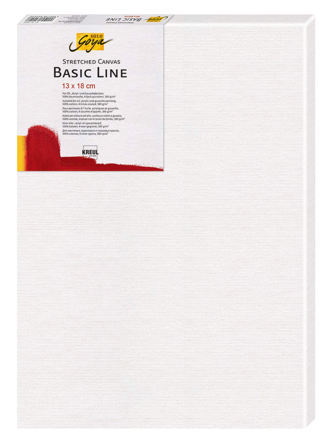 Solo Goya Stretched Canvas Basic Line Stretcher Frame with Cotton Canvas 4 Compartments Primed Ideal for Oil, Acrylic and Gouache Paints, Approx. 13 x 18 cm