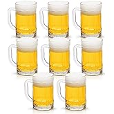 COKTIK 8 Pack Heavy Large Beer Glasses with Handle - 14 Ounce Glass Steins, Classic Beer Mug glasses Set