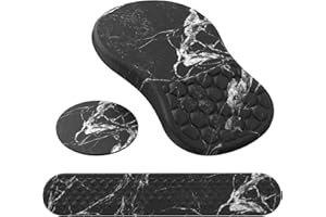 Ergonomic Mouse Pad,SixLoveM Keyboard Wrist Rest, Memory Foam Wrist Rest for Computer Keyboard, Easy Typing, Pain Relief, Mouse Pad Wrist Support for Gaming,Office, Laptop(Black Marble)