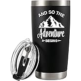 Panvola And So The Adventure Retirement Graduation New Job Vacuum Insulated Tumbler Going Away Retirement Gift For Men Husband Dad Mom Grandpa Grandma Stainless Steel With Removable Lid (20 oz)