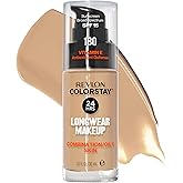 Revlon Liquid Foundation, ColorStay Face Makeup for Combination & Oily Skin, SPF 15, Medium-Full Coverage with Matte Finish, 180 Sand Beige, 1 Fl Oz