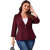Women's Plus Size Blazer Button Ruffle Casual Blazers Open Front Work Office Jackets Blazer