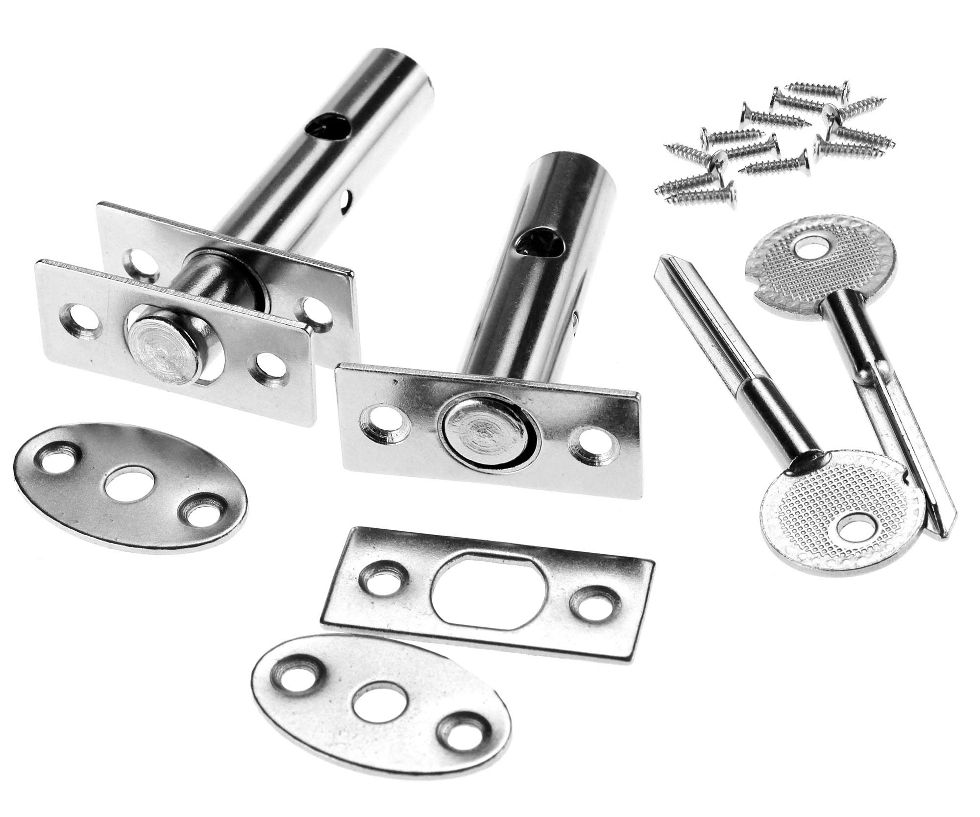 The Lord of the Tools Door Security Bolts, Dead Bolt, Mortice Lock, Nickel-Plated External Internal Door Locks with Star Keys & Screws 2 Sets