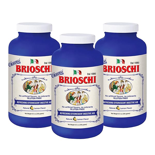 BRIOSCHI ITALIAN LEMON FLAVORED EFFERVESCENT HEARTBURN, UPSET STOMACH, ACID INDIGESTION, 8.5 OZ BOTTLE (PACK OF 3)