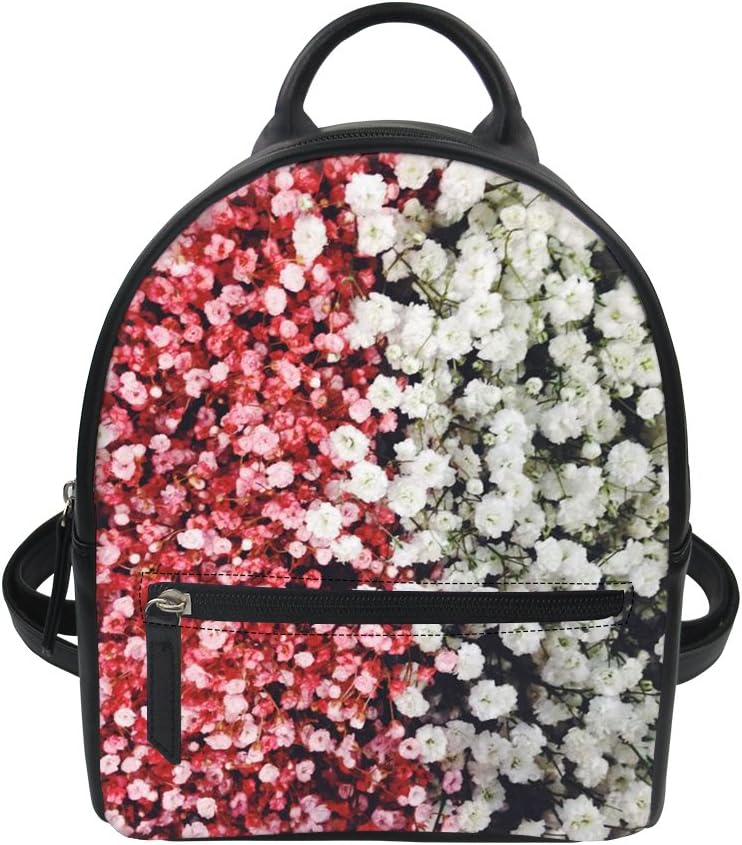 WHEREISART Korea Style Womens Pu Backpack Mini Leather Floral Girls School Bags