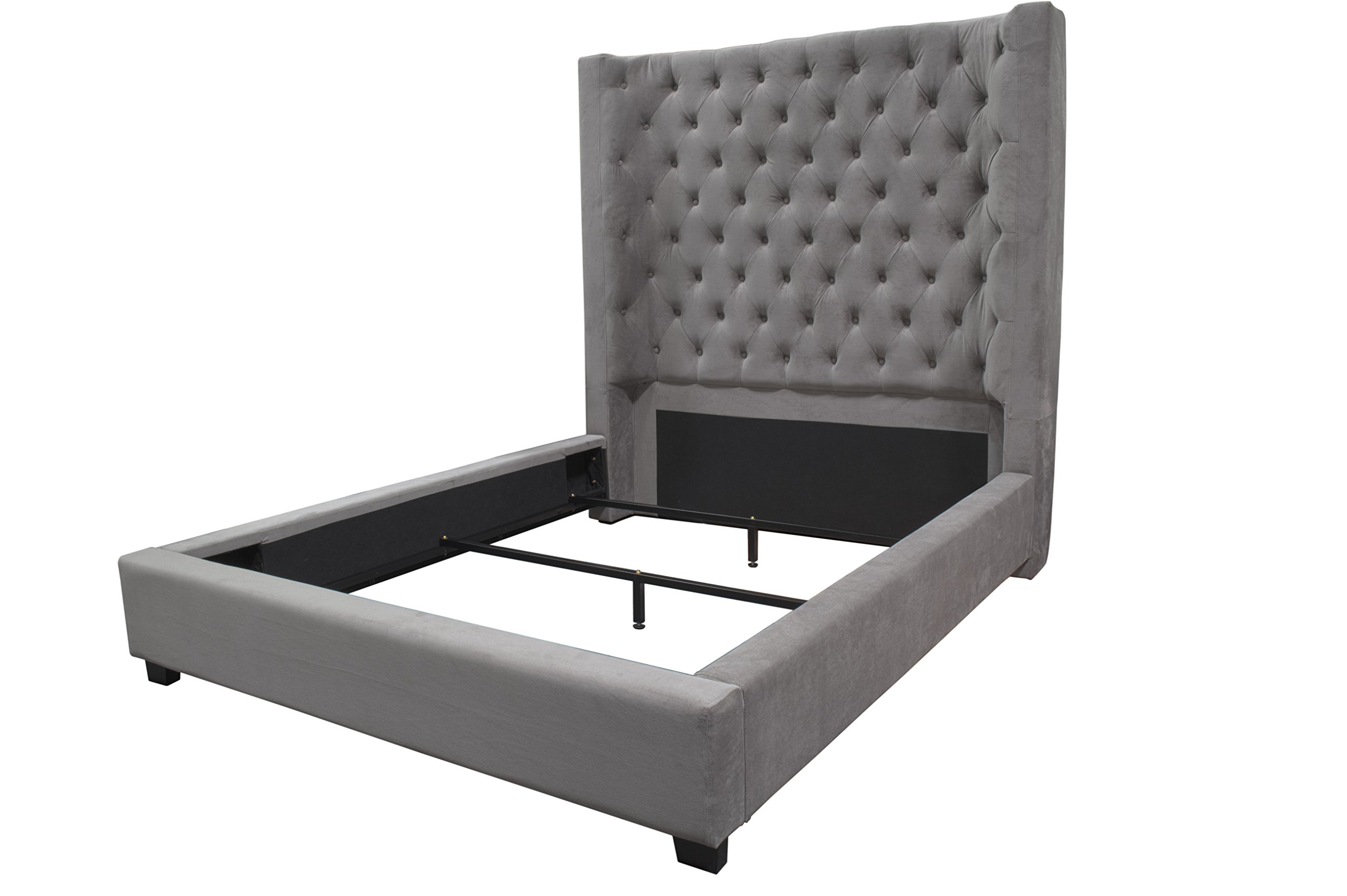 Best Master Furniture YY128 Jamie Upholstered Tower Contemporary Bed, King, Grey