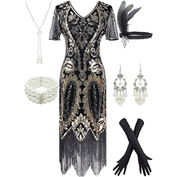 Amazon.com: FAIRY COUPLE Women's Flapper Dresses 1920s V Neck Beaded Fringed Great Gatsby Dresss S067 (XL, Black Gold) : Clothing, Shoes & Jewelry Amazon.com: FAIRY COUPLE Women's Flapper Dresses 1920s V Neck Beaded Fringed Great Gatsby Dresss S067 (XL, Black Gold) : Clothing, Shoes & Jewelry
