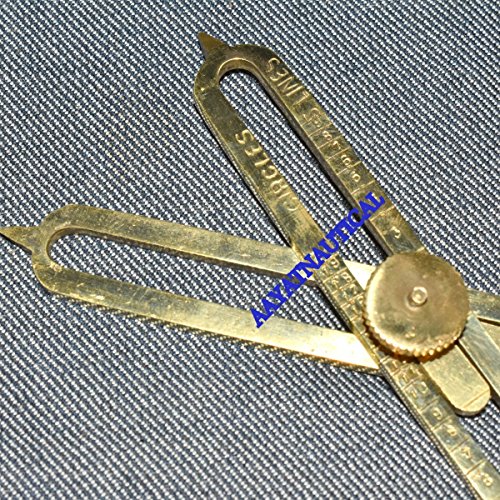 Solid Brass Divider Drafti Proportional Tool 6" Navigational Compass Caliper With Leather Cover