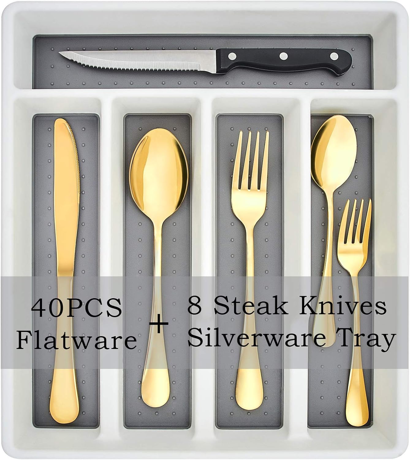 49Piece Silverware Set with Flatware Drawer Organizer
