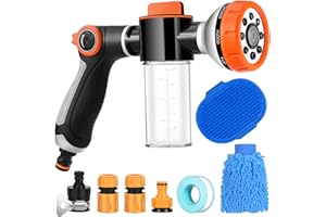 BOBOKA Pup Jet Dog Wash Hose Attachment, 8 in 1 Garden Hose Nozzle Sprayer with Soap Dispenser Car Wash Mitt and Dog Comb for Watering Plants, Car Wash, Dog and Horse Showering