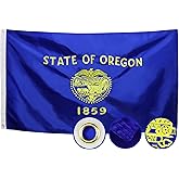 Double Sided Oregon State Flag 3x5 Outdoor The Longest Lasting OR Flags Heavy Duty 210D Nylon, Sewn Stripes, Embroidered, Stronger Brass Grommets,4 Stitched Hemming, Perfect for Outside