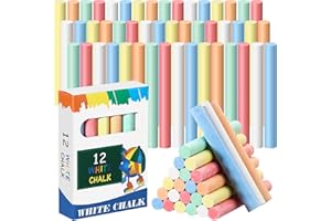 Noveread 48 Pcs 6 Colored Chalkboard Chalk Dustless Chalk for Indoor Chalkboard School Sticks Writing Supplies for Classroom Home Cafe Menu Sidewalk Art