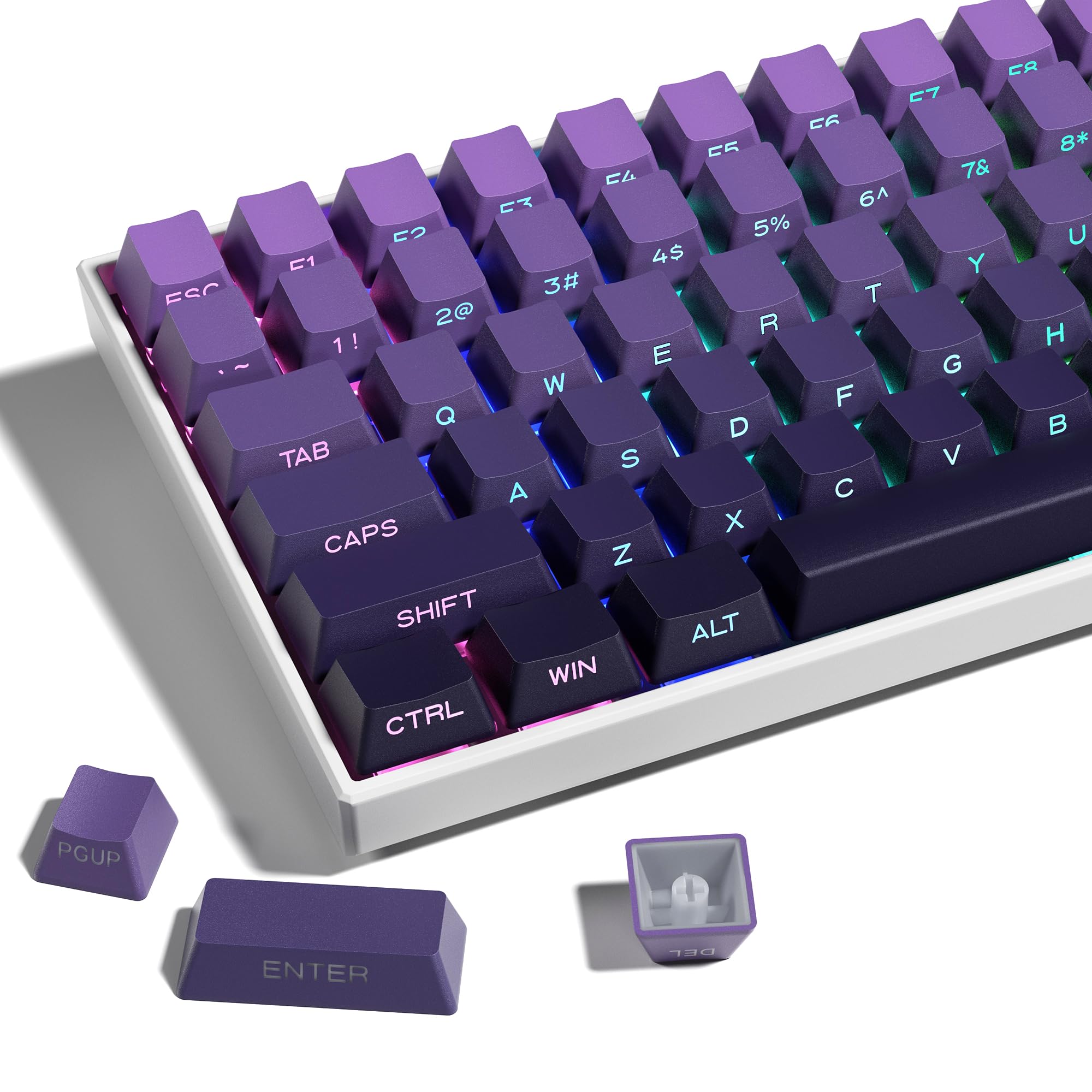 SDYZ White Keycaps - Side Print PBT Keycaps 60 65 75 100 Percent, Double Shot Shine Through Custom Key Caps, 132 Keys Set, Cherry Profile, Minimalist Style For Cherry Gateron MX Switche Keyboard - View #8