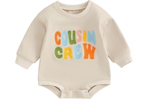 Tsnbre Baby Boy Girls Oversized Sweatshirt Romper Cousin Crew Shirts Long Sleeve Bodysuit Pullover Top Winter Clothes