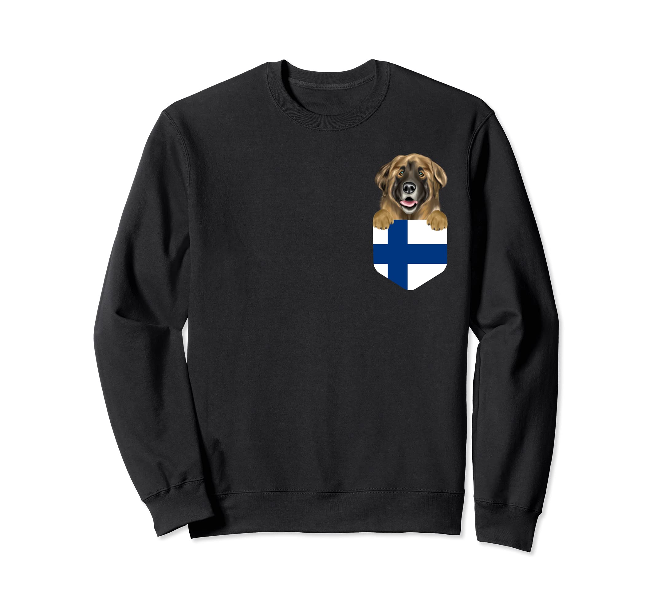 Finland Flag Leonberger Dog In Pocket Sweatshirt