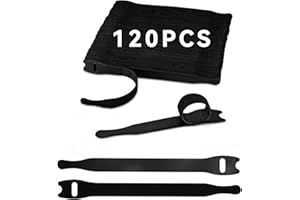 Ceecysaa 120Pcs Reusable Cable Ties with Hook and Loop, Multi-Purpose Cable Straps Wire Ties Cable Management, 5.9 inches Adj
