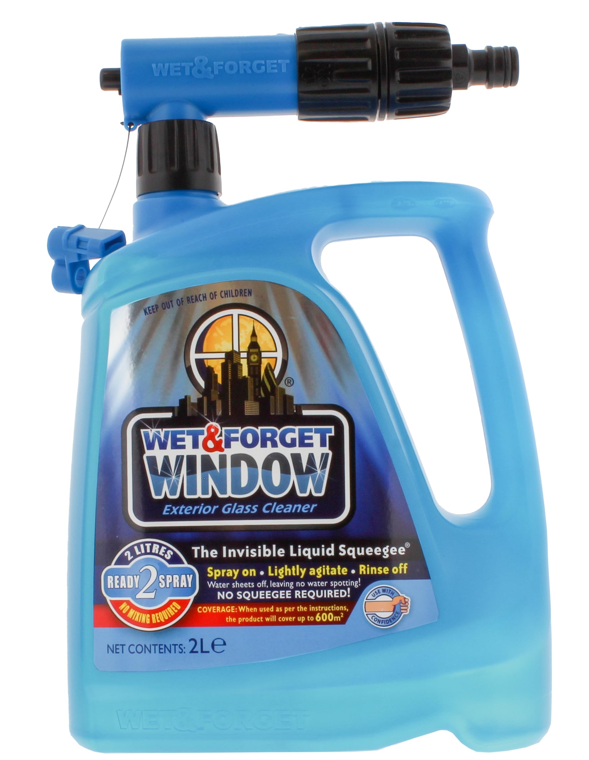 Wet & Forget Exterior Window Cleaner, Ready-to-Use Spray, No Scrubbing Formula, 2L