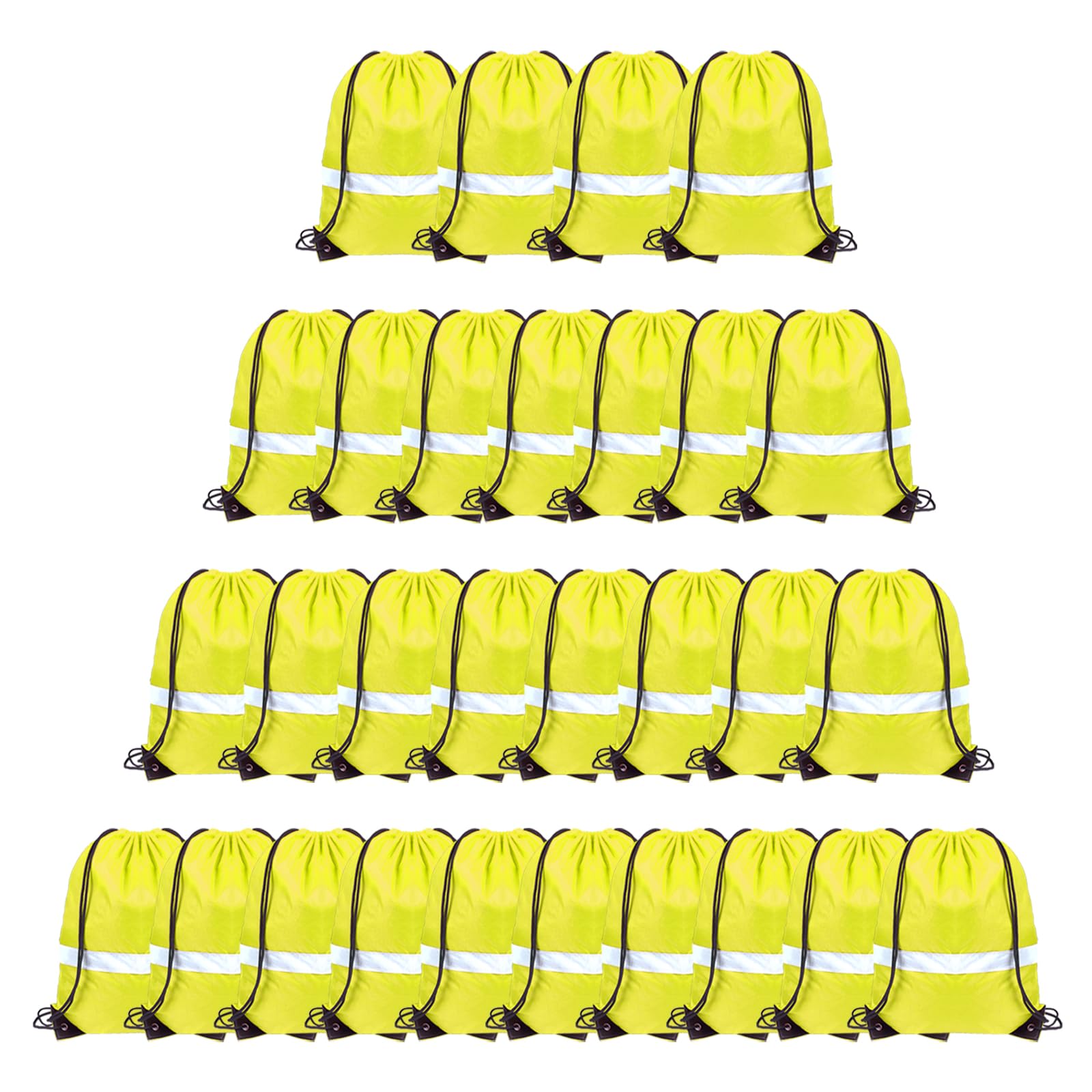Photo 1 of Drawstring Backpack with Reflective Strip, Backpacks Bulk String Bag Backpack Cinch Sack Bag for Gym Sport Trip Drawstring Backpack for Sport, Traveling, Team (16Pcs, Yellow)