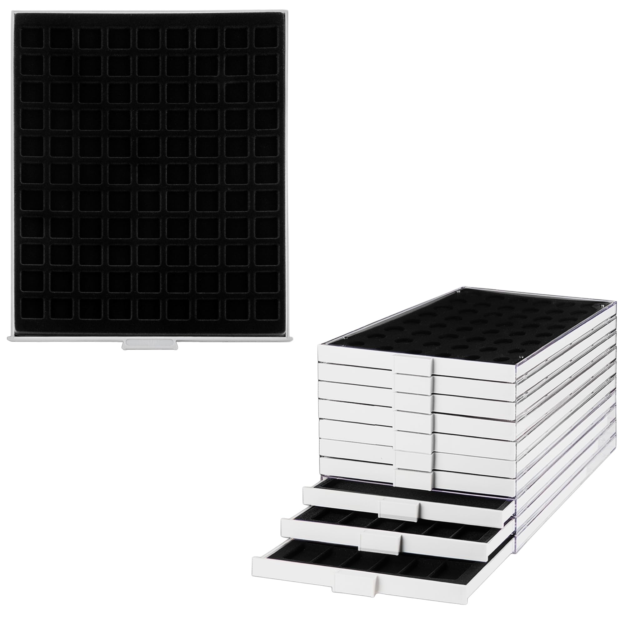 Prophila coin box gray 99 angular compartments for coins up to 19 mm (3rd Empire), black insert