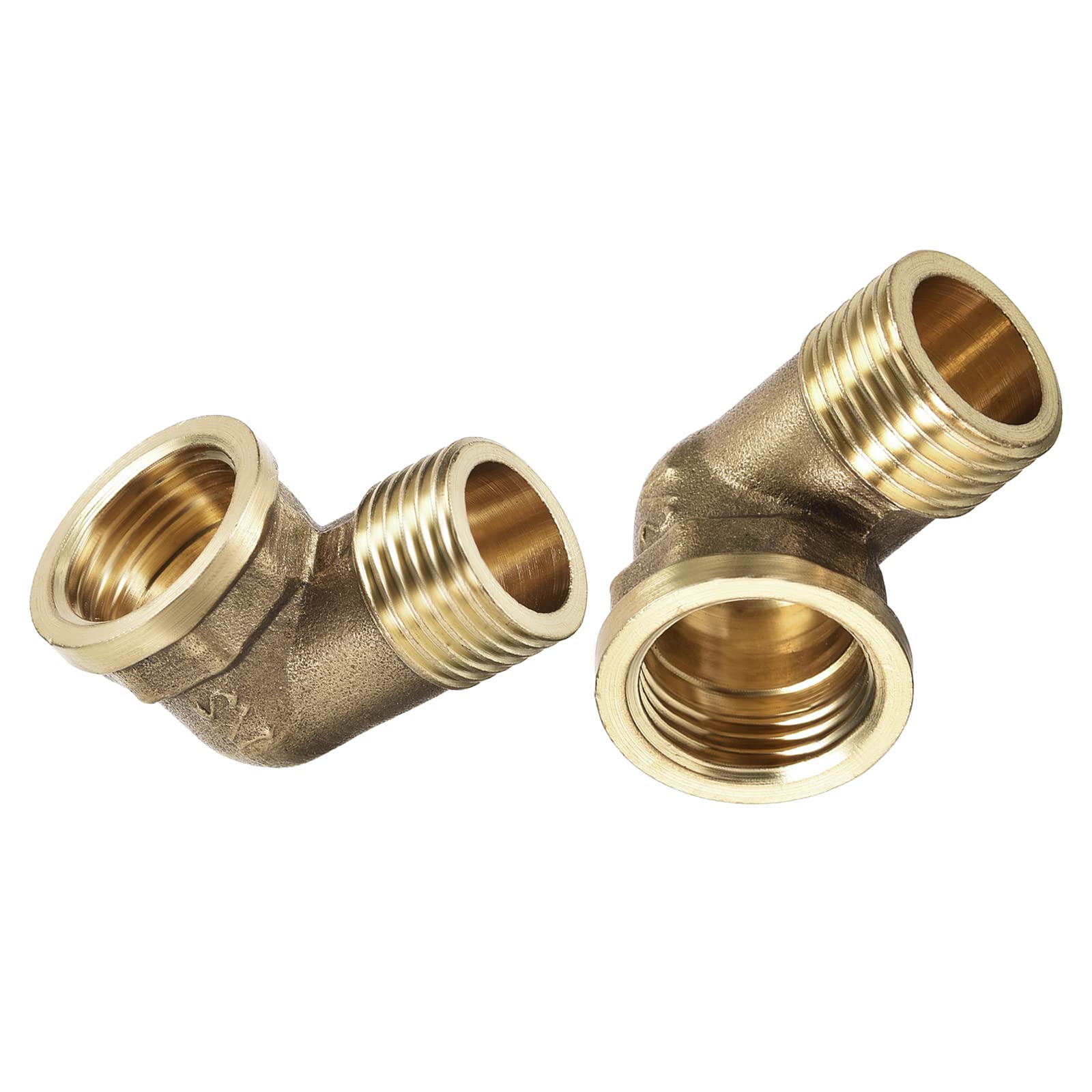 DTGN 1/2 PT x 1/2 PT(Male x Female) 90 Degree Elbow Pipe Fitting - 2Pack - Good for Water Pipe System - Brass Tube Fittings - Gold Tone