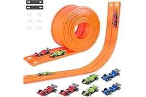 HACOCOLA 15 Ft Double Sided Flexible Race Track Set with 6 Toy Cars for Kids (Orange)