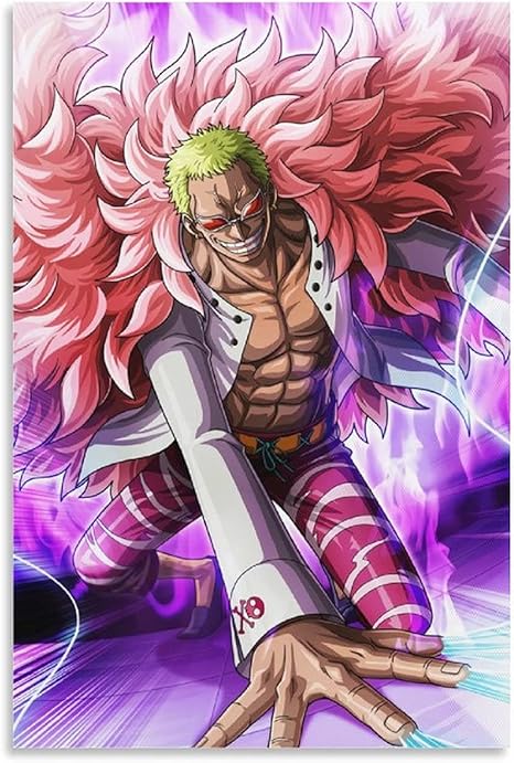 Amazon ワンピースドンキホーテドフラミンゴアニメキャンバスアートポスター装飾画壁画写真室装飾画12 18inch 30 45cm ウォールステッカー オンライン通販