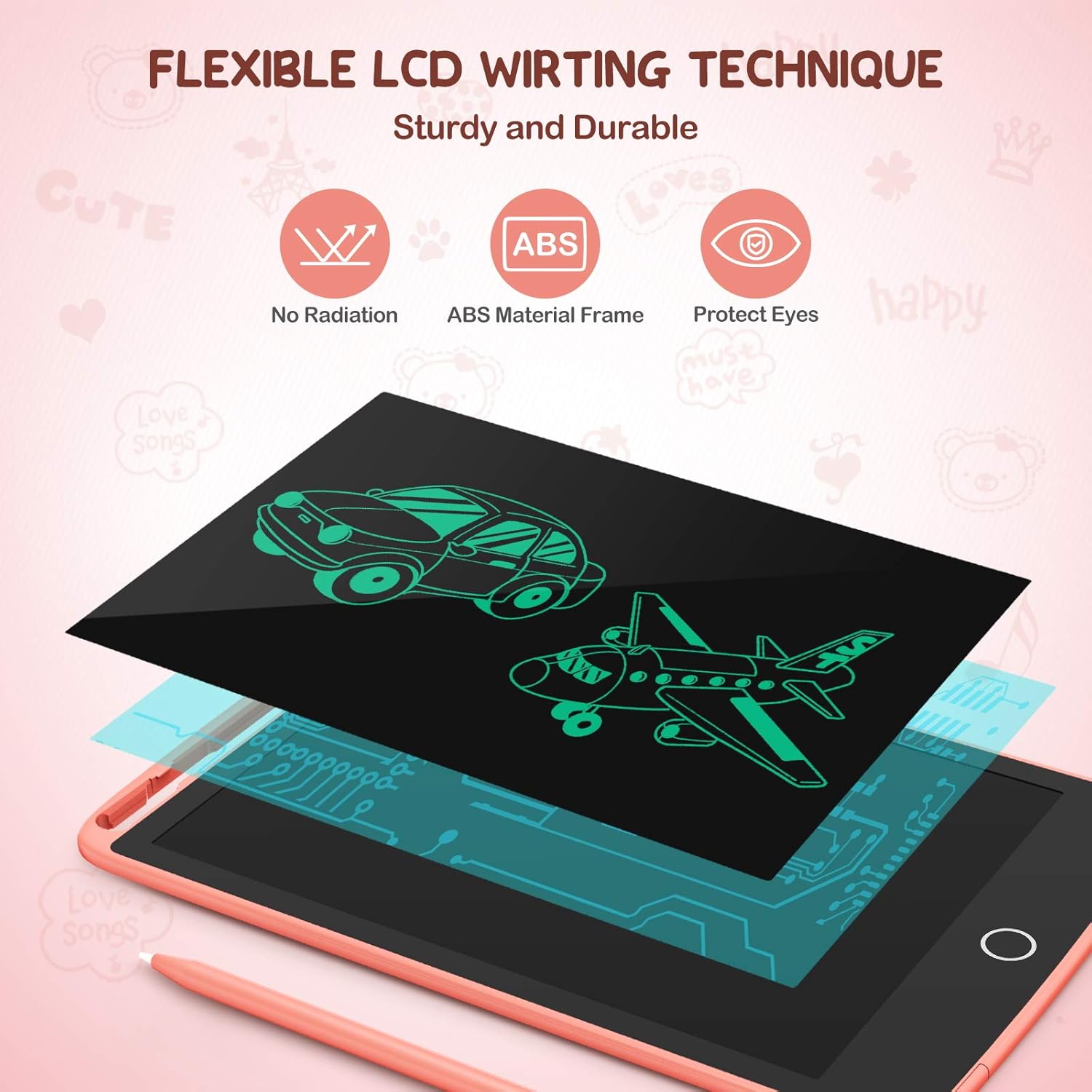 TECBOSS LCD Writing Tablet, 2 Pack Electronic Writing Drawing Board Pad Erasable, Kids Doodle Board Educational Toys Gifts for 3-6 Years Old Boys and Girls, 8.5 Inch (Blue and Pink): Computers & Accessories