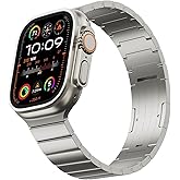 SHANGPULE Pure Titanium Bands for Apple Watch Ultra 2/Ultra 49mm, Adjustable Titanium Replacement Watch Band with DLC Coating for iWatch SE2 SE Series 10 9 8 7 6 5 4 3 2 1 46mm 45mm 44mm 42mm for Men