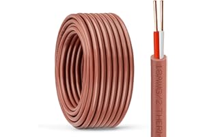 YDDECW Thermostat Wire - 18/2 20FT Solid Copper 18AWG 2 Conductor Power Circuit Cable for Heating & air Conditioning Equipment, doorbells and Other Indoor/Outdoor Low Voltage Applications Use