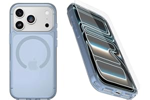 OtterBox iPhone 17 Pro (Only) Bundle: Symmetry Clear Series+ Case & Screen Protector - Blue Bliss - Snaps to MagSafe - Ultra-