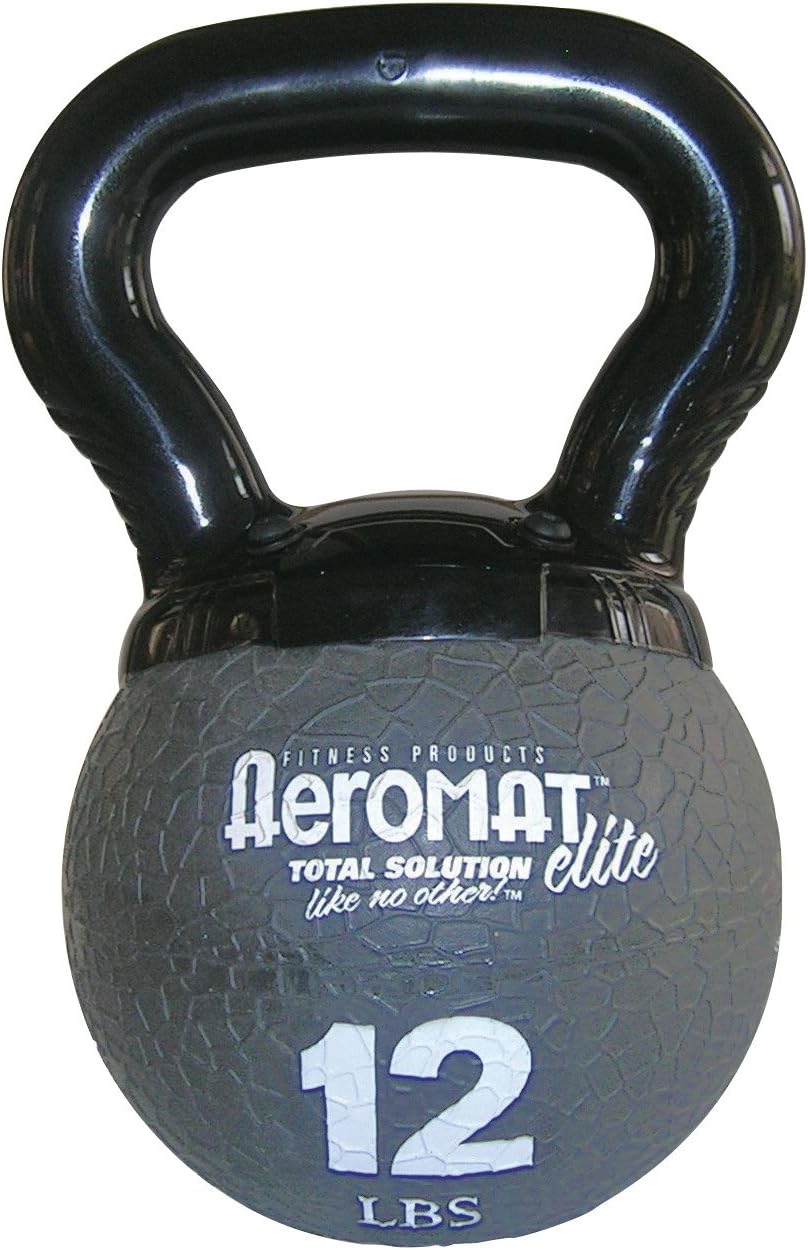 Aeromat Elite Mini Kettlebell Medicine Ball - 12lb Kettlebell Weight Balls for Exercise, 6"" dia Weighted Exercise Ball, Strength Training Kettlebells, Kettlebell Workout Squat Weights, Gray