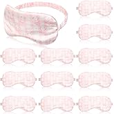 Honeydak 12 Pcs Silk Sleep Masks for Women Girls Pink Bow Party Favors Adjustable Eye Masks for Birthday Sleepover Spa Sweet 16 Party Gifts