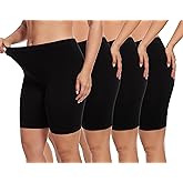 Angelhood Women's Cotton Boy Shorts Underwear Anti Chafing Seamless Biker Shorts High Waisted Soft Plus Boxer Briefs 4 Pack Small