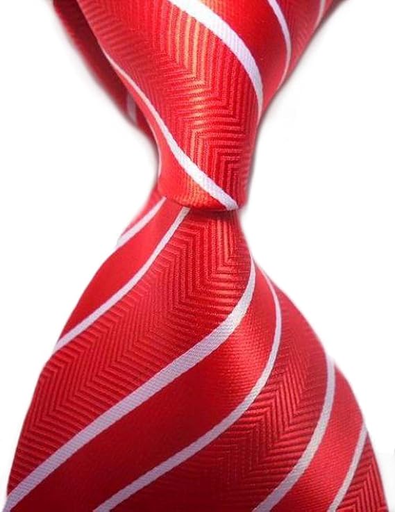 Amazon 新しい赤白のストライプクラシック織メンズネクタイネクタイホリデーギフト ネクタイ 通販