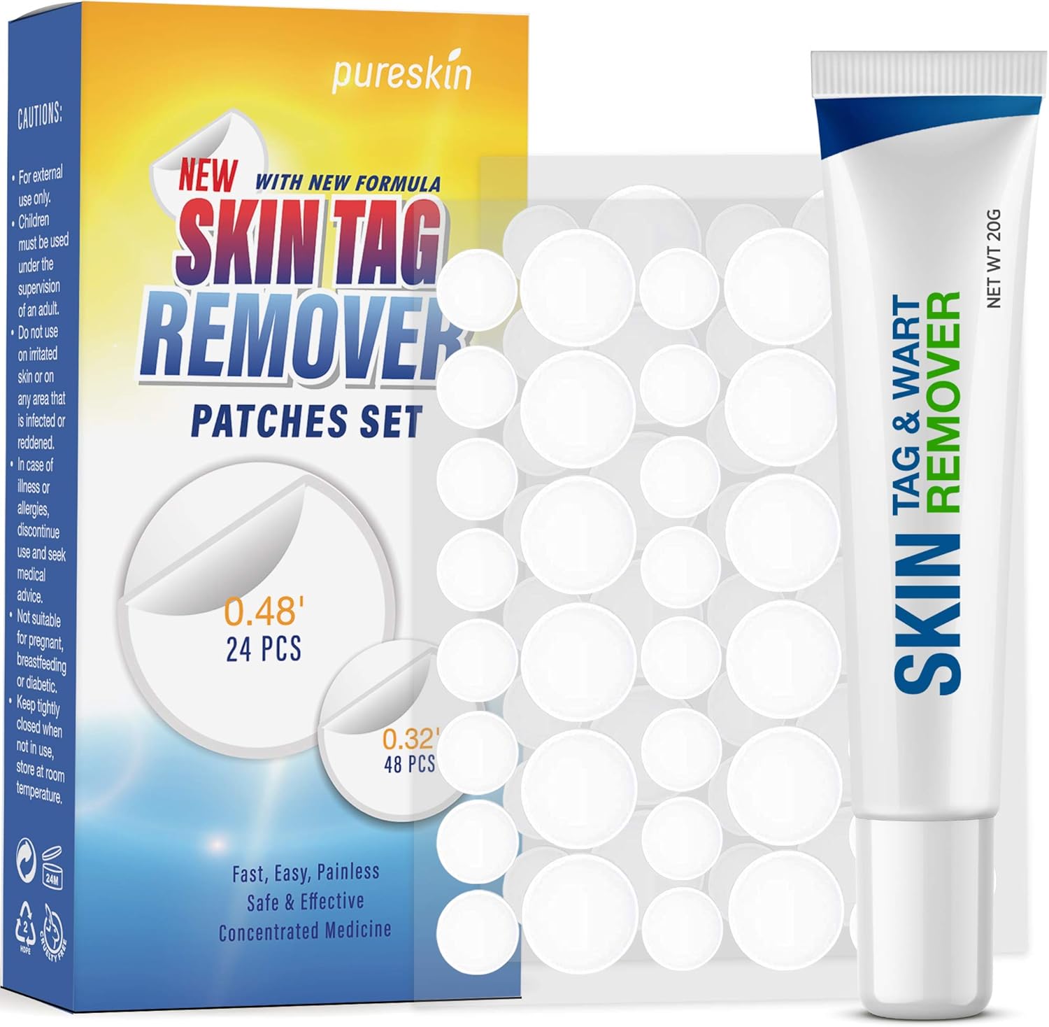 Pureskin Safe & Effective Formula Skin Tag Remover Patches Set, Skin Tag Removal Patches Set with Natural Ingredients for Your Skin Tag: Health & Personal Care