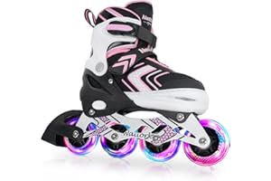 BASYNOL Nattork Inline Skates for Kids Girls Boys with Full Light Up Wheels,Adjustable Safe Durable Inline Skates,Outdoor Roller Skates for Girls Boys Youth Beginners
