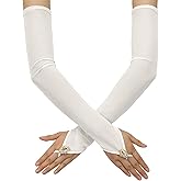 Goiruiya Opera Long Fingerless Gloves for Bridal Wedding Party Costume Stretchy Glove Mesh and Drill Gloves