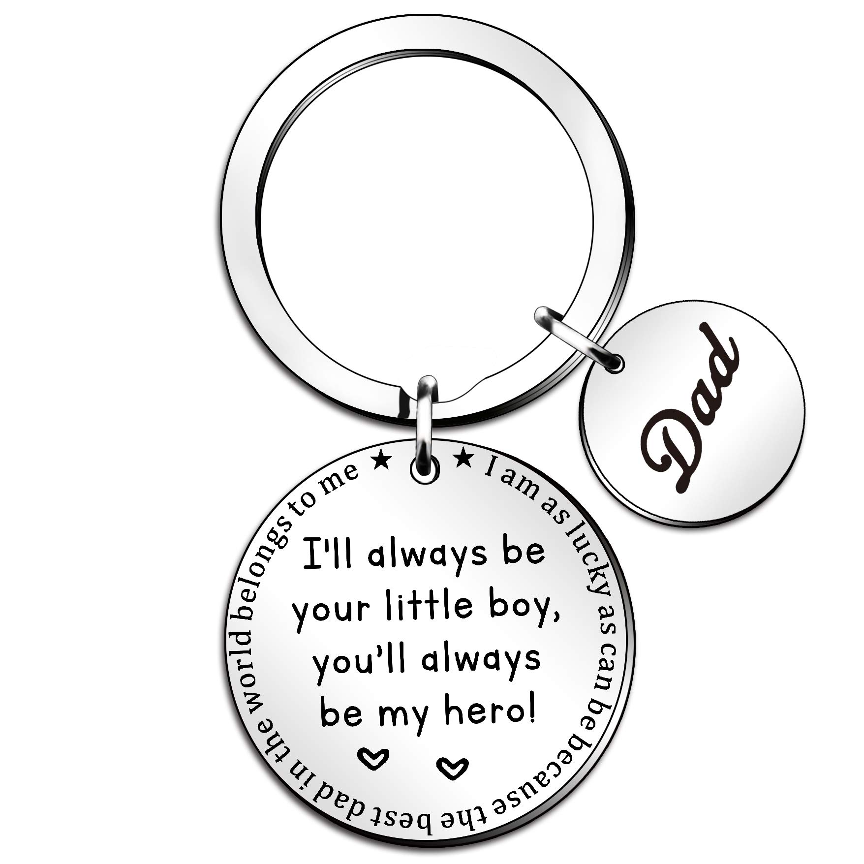 QMVMV Dad keyring Father’s Day Gift from Son - I'll Always Be Your Little Boy, You Will Always Be My Hero Keychain