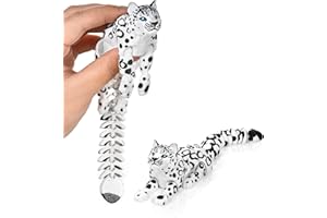 GEMMICHO 3D Printed Animal, 8.27" Articulated Snow Leopard, 3D Printed Toys, Figurine Desk Toy, Realistic Jointed Creature for Stress Relief & Office Decor, Unique Gift for Animal Lovers (Snow Leopard Toy)