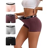 INNERSY Women's Boy Shorts Underwear Cotton Boyshorts Panties High Waist Boxer Briefs 4-Pack