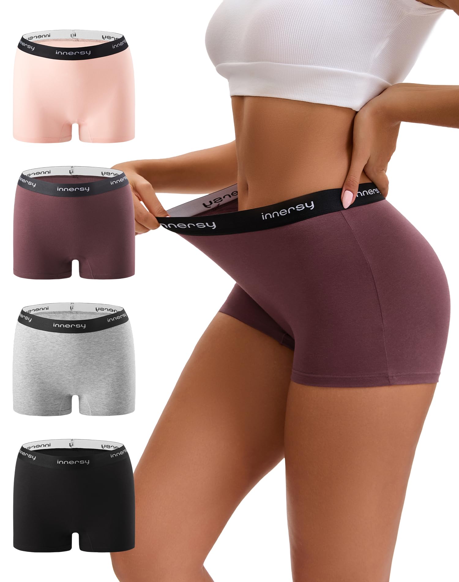 Photo 1 of ***MISSING PIECES -SELLING AS IS *** INNERSY Women's Boy Shorts Underwear Cotton Boyshorts Panties High Waist Boxer Briefs 2-Pack (Large, Flushed Cheeks)