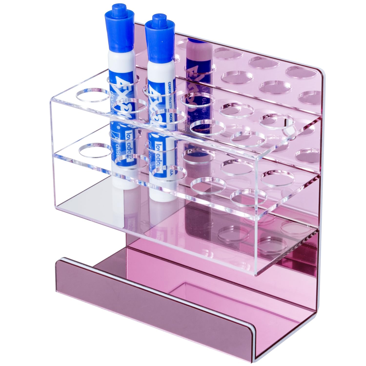 Photo 1 of MyGift Dry Erase Marker Holder 10 Slots Whiteboard Marker Holder For Wall Dry Erase Eraser Holder Wall Mount Rose Pink