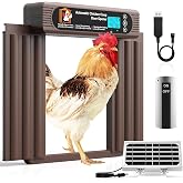 Automatic Chicken Coop Door Solar Powered, Extra Large Size, Anti-Pinch Design, Battery Powered Auto Chicken Door with Timer &amp; Light Sensor, Solar Chiken Coop Door with Remote Control (50-100M)