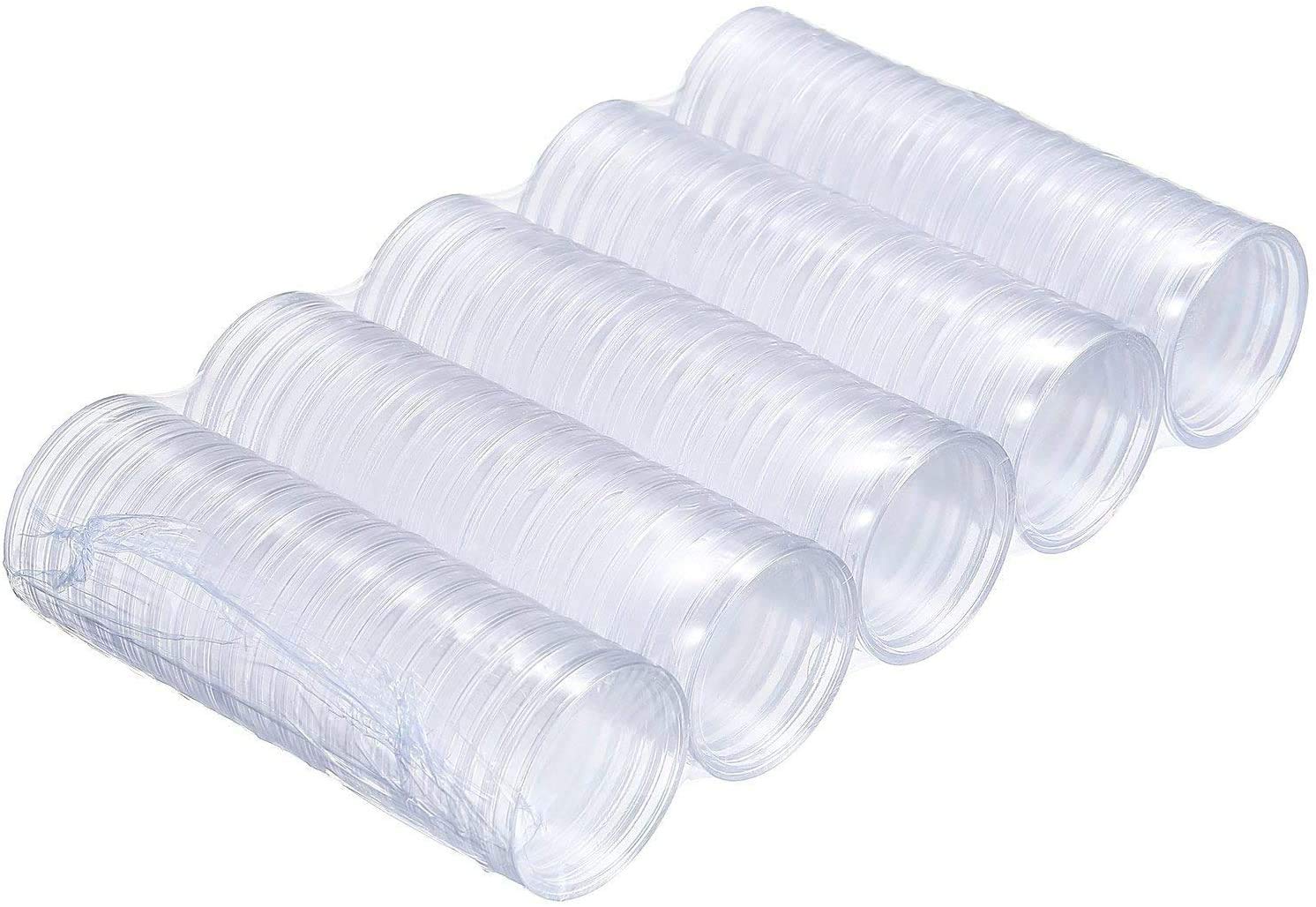 DILISEN 40 mm Coin Holder Capsules Round Plastic Clear Coin Container Case for Coins Storage (100)