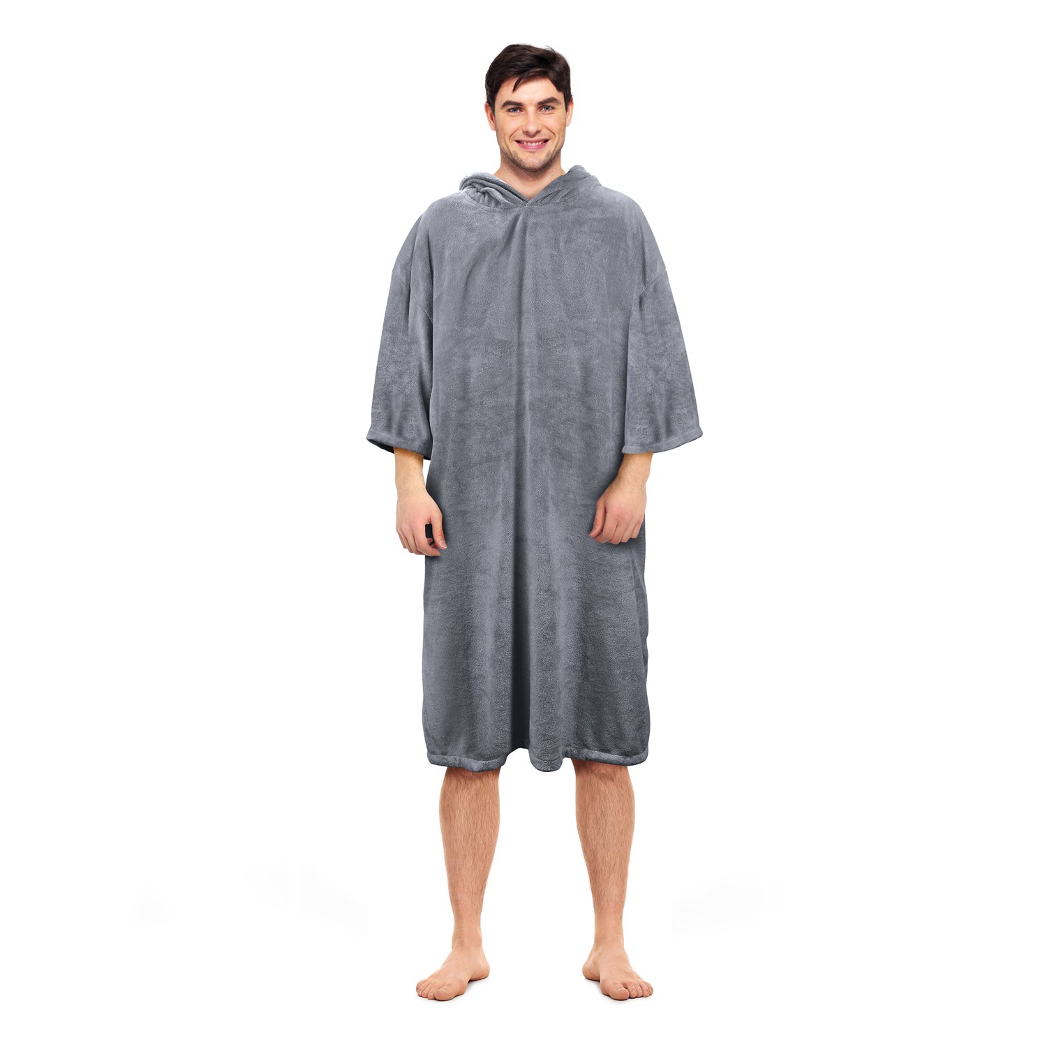 Tirrinia Unisex Surf Beach Wetsuit Changing Towel Robe with Hood for Surfer Swimmer Outdoor Grey