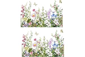 GALEPROMOT 2 Sheets Green Plant Leaves Flowers Toilet Stickers Self-Adhesive Bathroom Wall Sticker Green Leaf Floral Toilet Lid Decals DIY Removable Waterproof Toilet Sticker Lid Decals Toilet Lid Decals