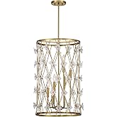 Savoy House 3-8412-6-322 Bailey Glam Shabby Chic Organic Clear Pendant, 6-Light 360 Total Watts, 27" H x 18" W, Warm Brass