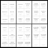 GSCWLD 36PCS Coffee Syrup Labels,Minimalist Preprinted Coffee Syrup Stickers for Coffee Station,Waterproof White Coffee Bar Labels for Syrup Bottle &amp; Dispenser Organization(2.5"x2.5")
