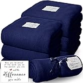 Moukeren 6 Pack Employee Appreciation Gifts Thank You Blankets Bulk, 50 x 60 Inch Fuzzy Cozy Blankets with Inspirational Quote, Soft Flannel Throws for Teachers Nurses(6 Pack,Navy,Difference)