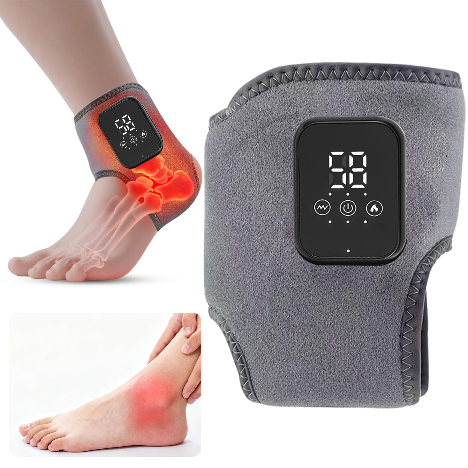 Photo 1 of **USED** Cordless Ankle Heating Pad, Ankle Massager for Circulation and Pain Relief, Foot Renew Triple Method Massager with 3 Levels of Heat and Vibration for Swelling Feet. Smart Timer and Portable (1Pc)